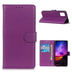  Huawei P Smart (2021) - Litchi Pl&aring;nboksfodral - Lila