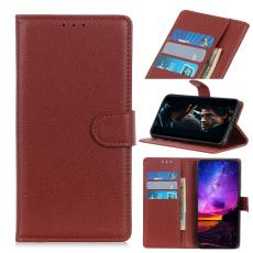  Huawei P40 Lite E - Litchi Pl&aring;nboksfodral - Brun