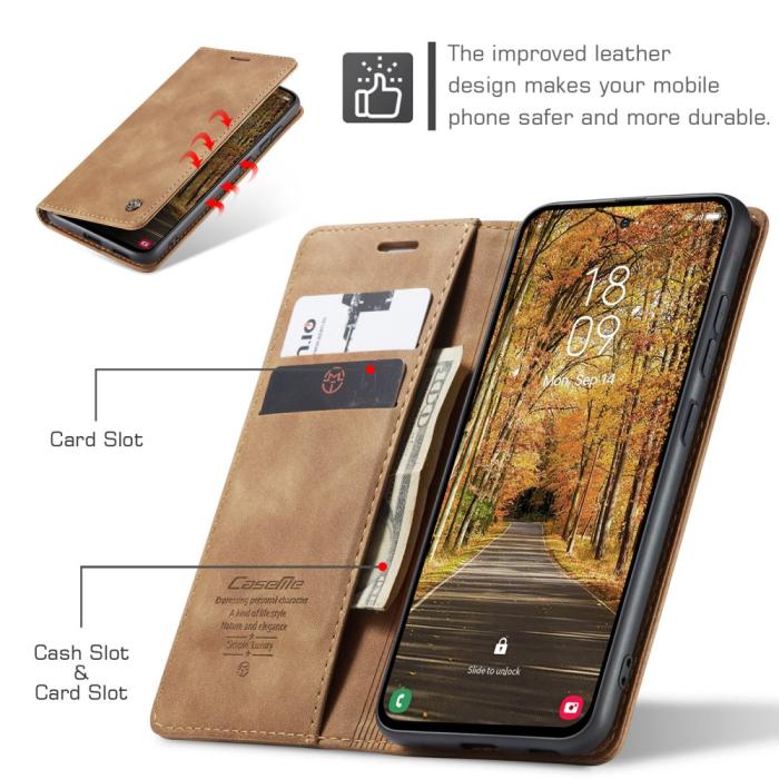 Bild 3, CASEME CASEME Samsung Galaxy S25 Edge Fodral Flip Läder Brun