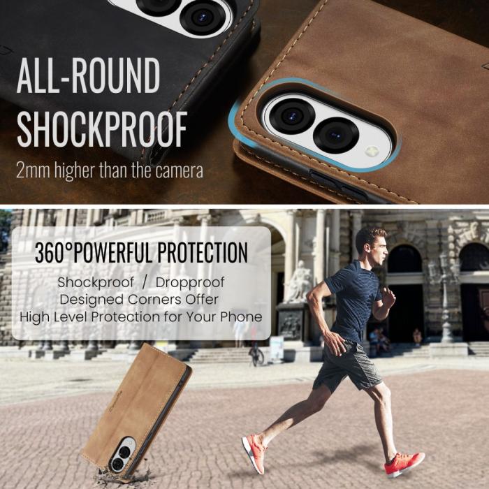 Bild 6, CASEME CASEME Samsung Galaxy S25 Edge Fodral Flip Läder Brun