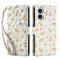  iPhone 16 Fodral Rhombus Läder Blommor Vit