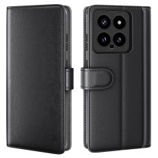  Xiaomi 14 Fodral Premium &Auml;kta L&auml;der Svart