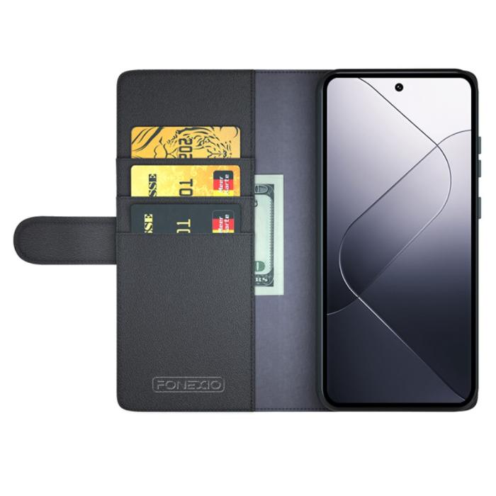 Bild 2,  Xiaomi 14 Fodral Premium Äkta Läder Svart