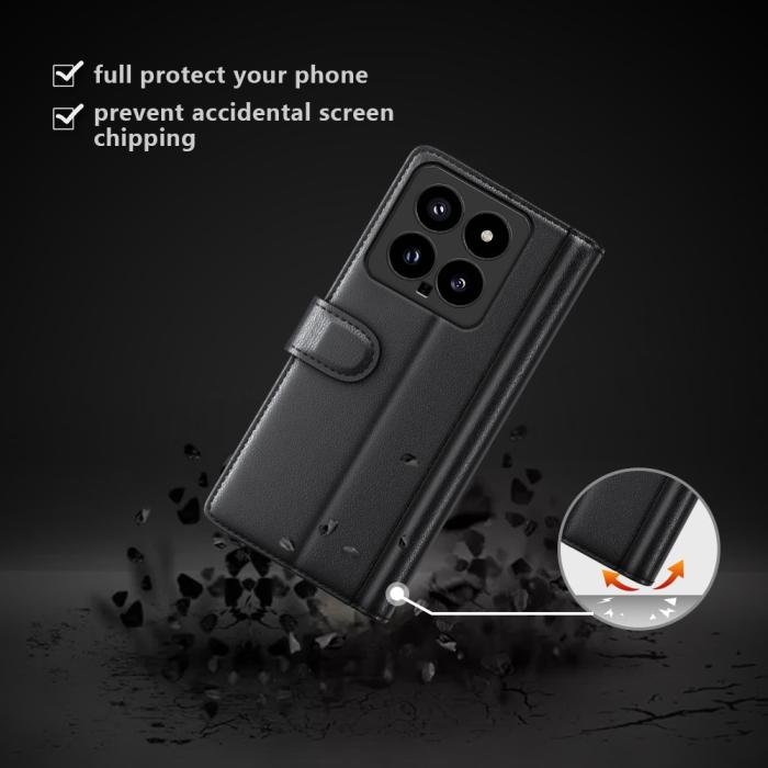 Bild 4,  Xiaomi 14 Fodral Premium Äkta Läder Svart