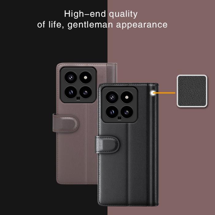 Bild 5,  Xiaomi 14 Fodral Premium Äkta Läder Svart