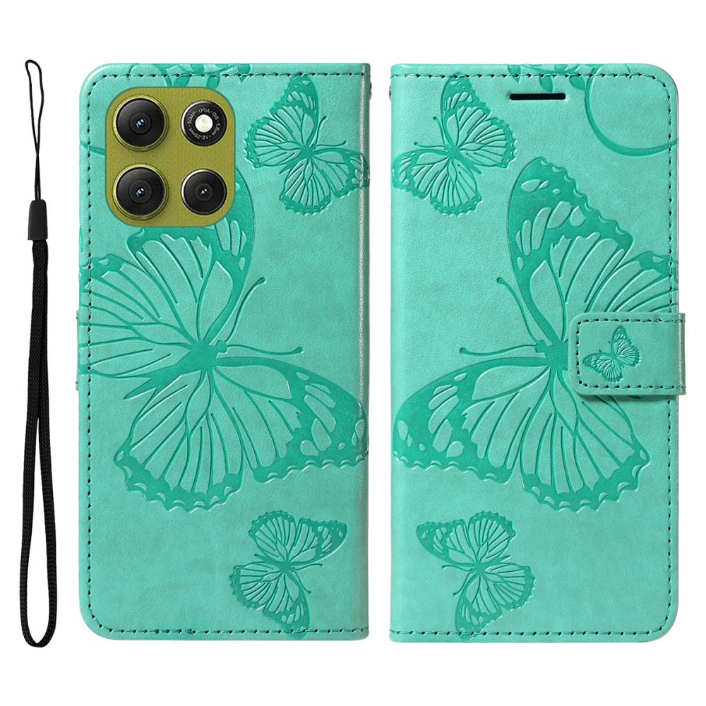  Motorola Moto G86 Power/G86 5G Fodral Fjäril Tryck Grön
