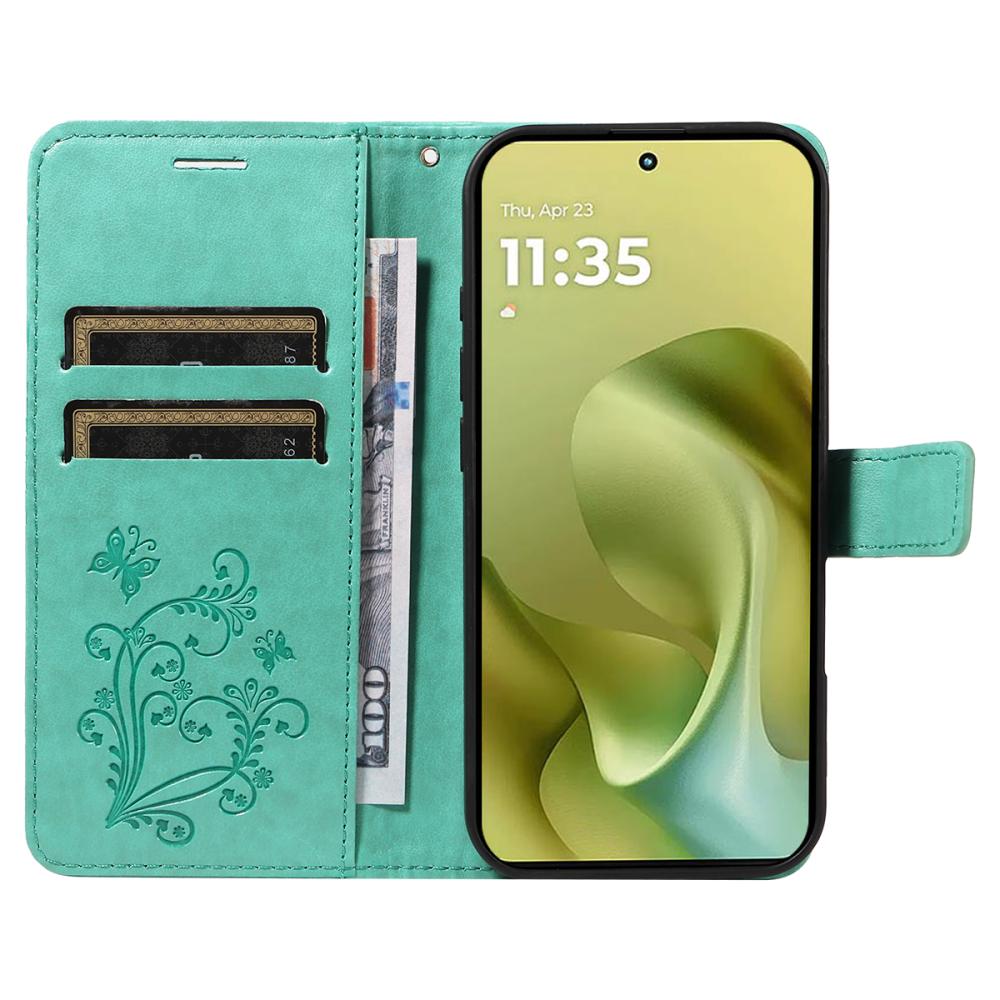  Motorola Moto G86 Power/G86 5G Fodral Fjäril Tryck Grön