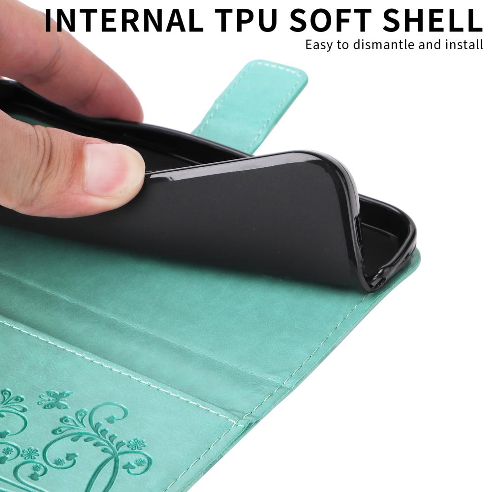  Motorola Moto G86 Power/G86 5G Fodral Fjäril Tryck Grön