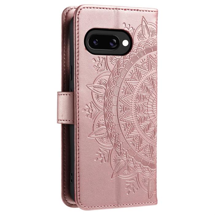 Bild 6,  Google Pixel 9a Fodral Mandala Läder Roséguld