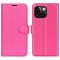  iPhone 15 Fodral Litchi Textur Rosa