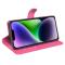  iPhone 15 Fodral Litchi Textur Rosa