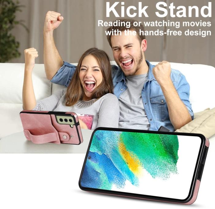 Bild 4,  Samsung Galaxy S21 FE Skal Med Kortfack Och Strap Roséguld