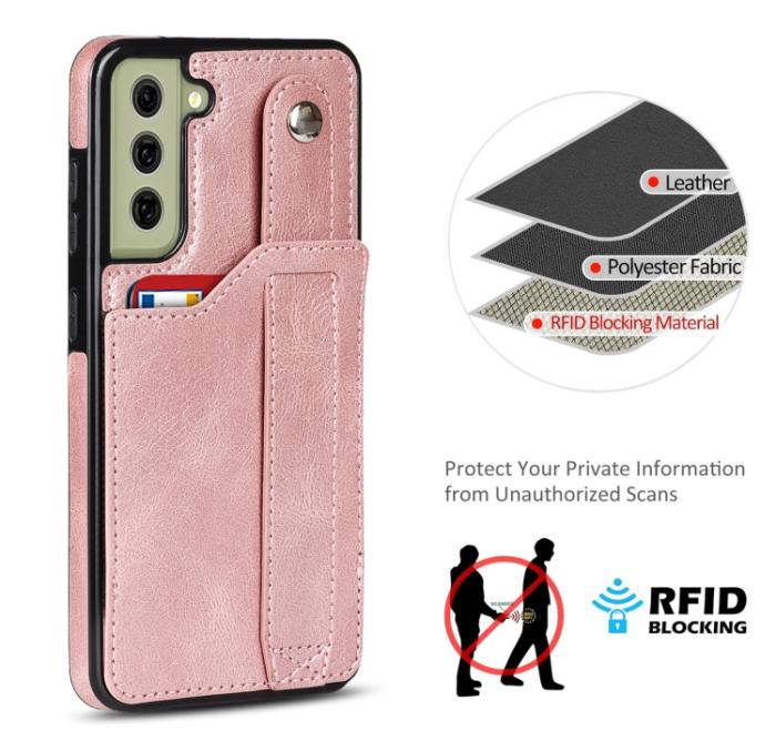 Bild 6,  Samsung Galaxy S21 FE Skal Med Kortfack Och Strap Roséguld
