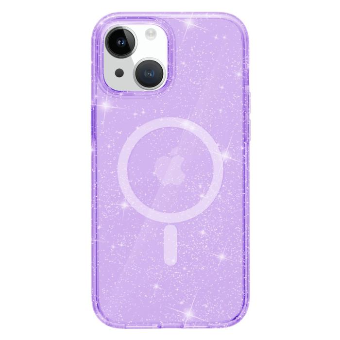 Bild 2,  iPhone 15 Plus Skal MagSafe Hybrid Glitter Lila