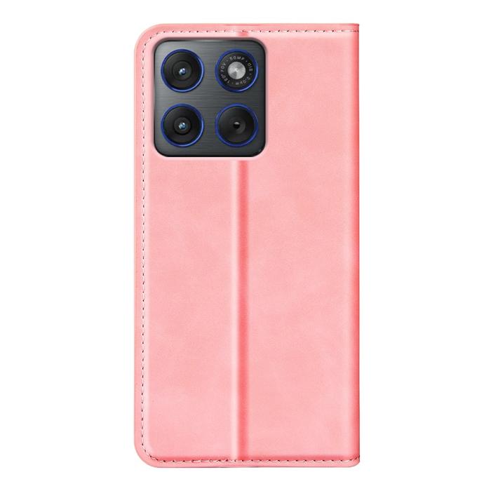 Bild 6,  Motorola Edge 70 Fodral Flip Skin Touch Läder Rosa