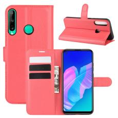  Huawei P40 Lite E - Litchi Pl&aring;nboksfodral - R&ouml;d