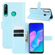  Huawei P40 Lite E - Litchi Pl&aring;nboksfodral - Ljus Bl&aring;