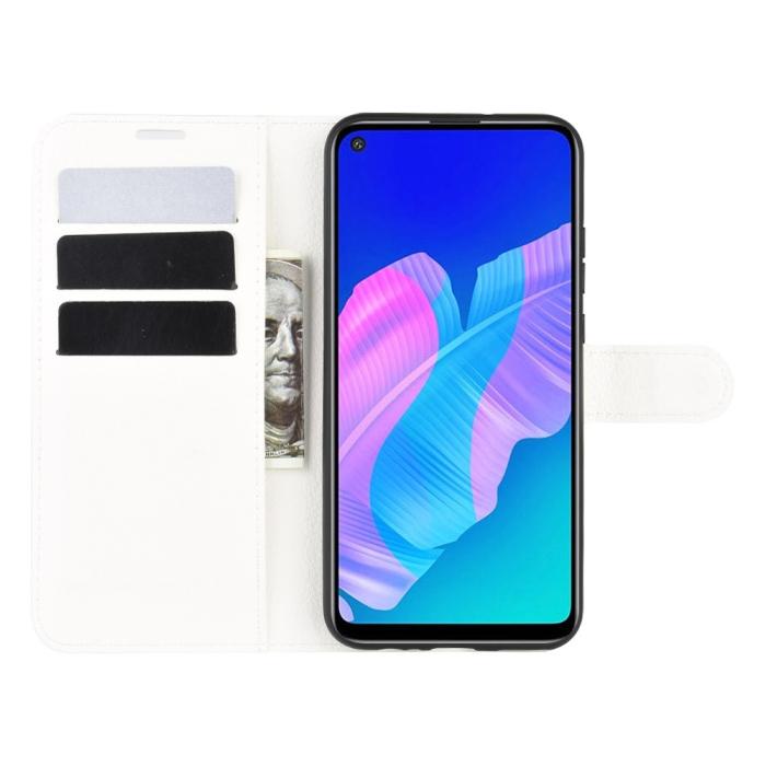 Bild 4,  Huawei P40 Lite E - Litchi Plånboksfodral - Vit