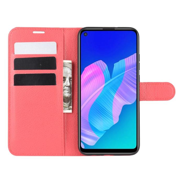 Bild 4,  Huawei P40 Lite E - Litchi Plånboksfodral - Röd