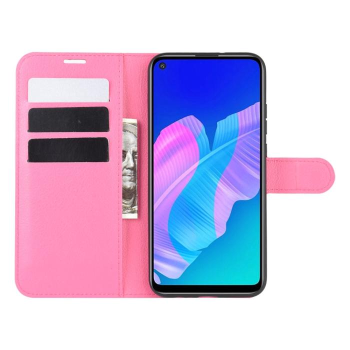 Bild 4,  Huawei P40 Lite E - Litchi Plånboksfodral - Rosa