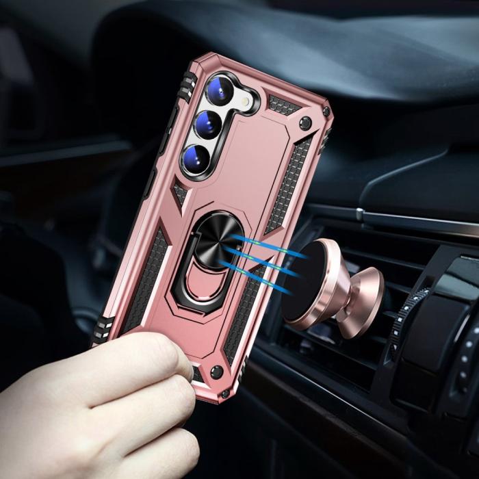 Bild 2,  Samsung Galaxy S23 Skal Shockproof Ring Hybrid Roséguld