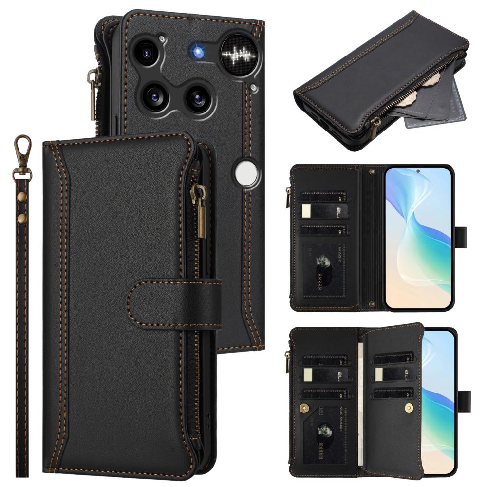  Nothing Phone 3 Fodral Läder Multifunktionellt Svart