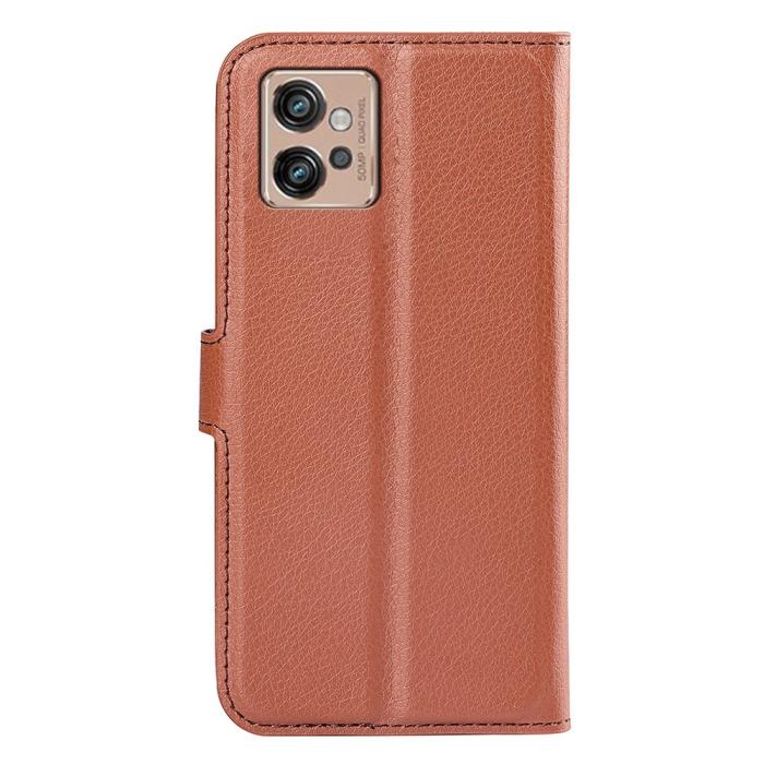 Bild 6,  Motorola Moto G32 Fodral Litchi Läder Brun
