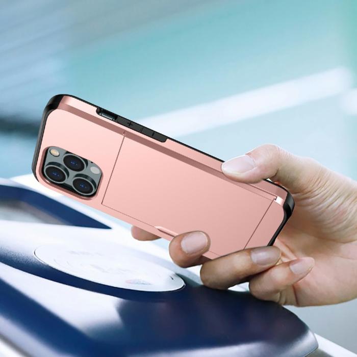 Bild 4,  iPhone 13 - Hybrid Skal Med Kortfack - Roséguld