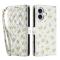  iPhone 16 Fodral Rhombus Läder Blommor Vit