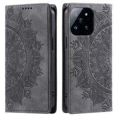  Xiaomi 14 Fodral Mandala Flip L&auml;der Gr&aring;