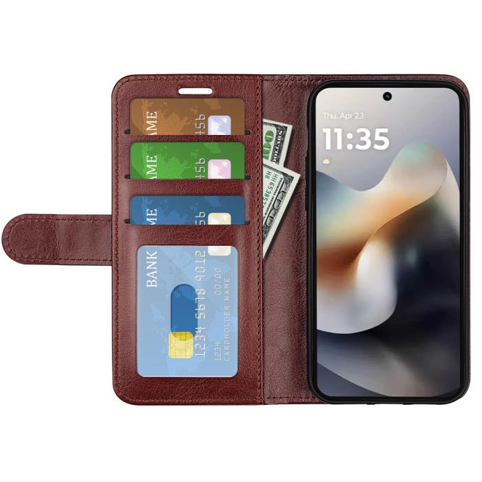 Bild 5,  Motorola Moto G56 5G Fodral Crazy Horse Läder Brun