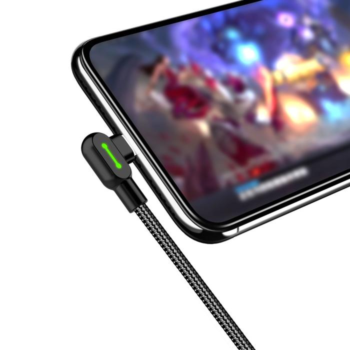 Bild 4, MCDODO Mcdodo 3m 2A USB-C Elbow Nylonflätad Kabel Svart