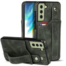  Samsung Galaxy S21 FE Skal Med Kortfack Och Strap Gr&ouml;n