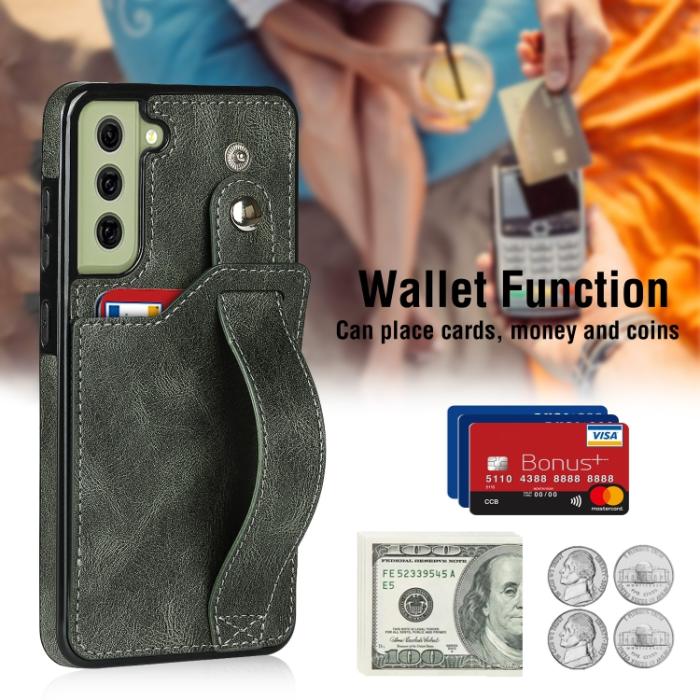 Bild 3,  Samsung Galaxy S21 FE Skal Med Kortfack Och Strap Grön
