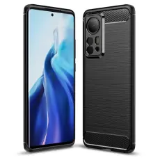 Xiaomi 12 Pro Skal Borstad St&aring;l Textur Svart