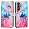  Samsung Galaxy A37 5G Fodral Läder Marmor Rosa / Lila