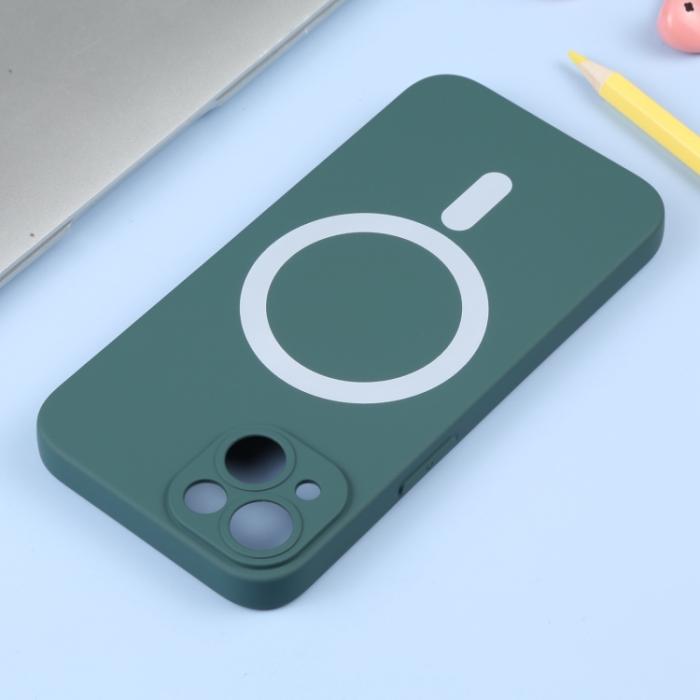 Bild 3,  iPhone 14 Skal MagSafe Liquid Silikon Mörk Grön