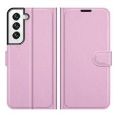  Samsung Galaxy S22 Plus Fodral Litchi Textur Ljus Rosa