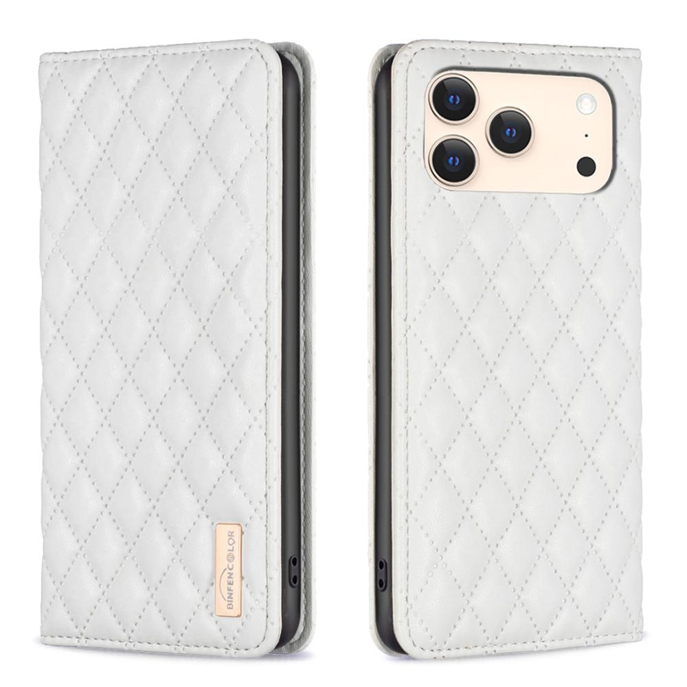 BINFEN BINFEN iPhone 17 Pro Max Fodral Diamond Flip Läder Vit