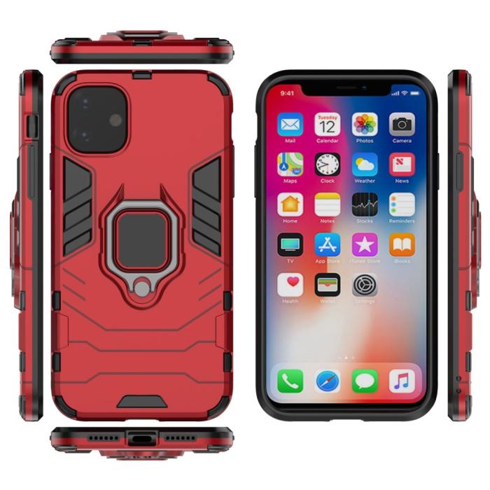 Bild 4,  iPhone 11 - Armour Ring Skal - Funkar med magnethållare - Röd