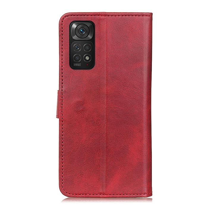 Bild 3,  Xiaomi Redmi Note 11 4G Fodral Solid Läder Röd
