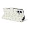  iPhone 16 Fodral Rhombus Läder Blommor Vit