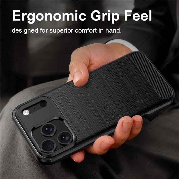 Bild 2,  iPhone 18 Pro / 17 Pro Skal TPU Kolfiber Textur Svart