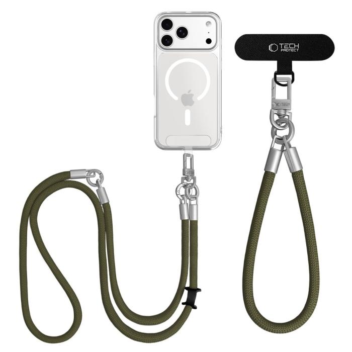 Bild 3, Tech-Protect Tech-Protect Mobilsnöre CrossBody & Wrist Rope Olive Green