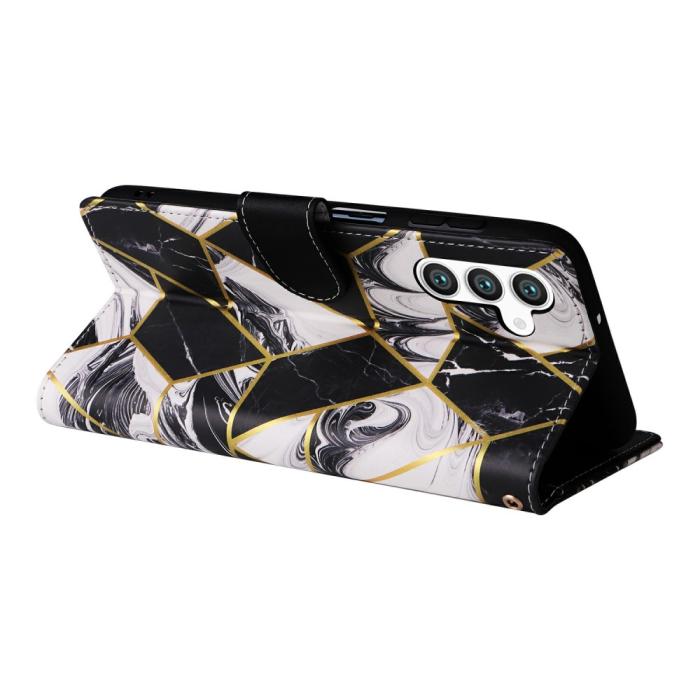 Bild 4,  Samsung Galaxy S25 Fodral Läder Marmor Svart