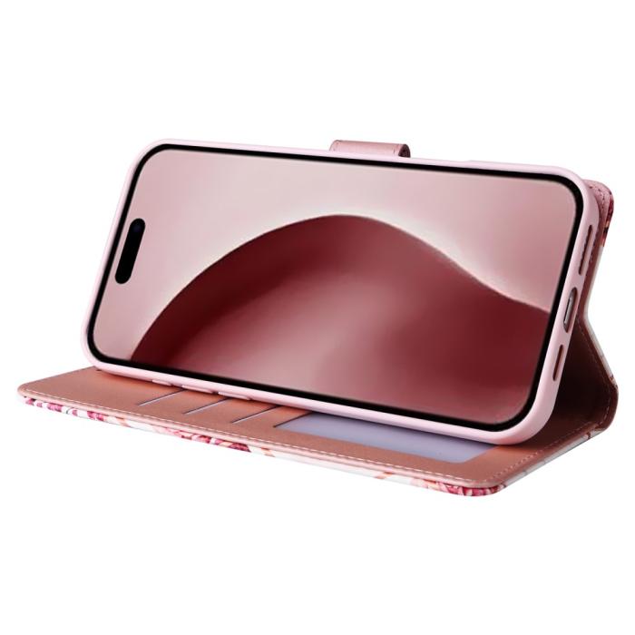 Bild 3,  iPhone 16 Pro Fodral Läder Marmor Rosa