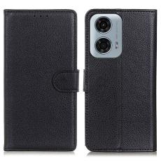  Motorola Moto G04 4G/G24 4G Litchi L&auml;der Fodral Svart