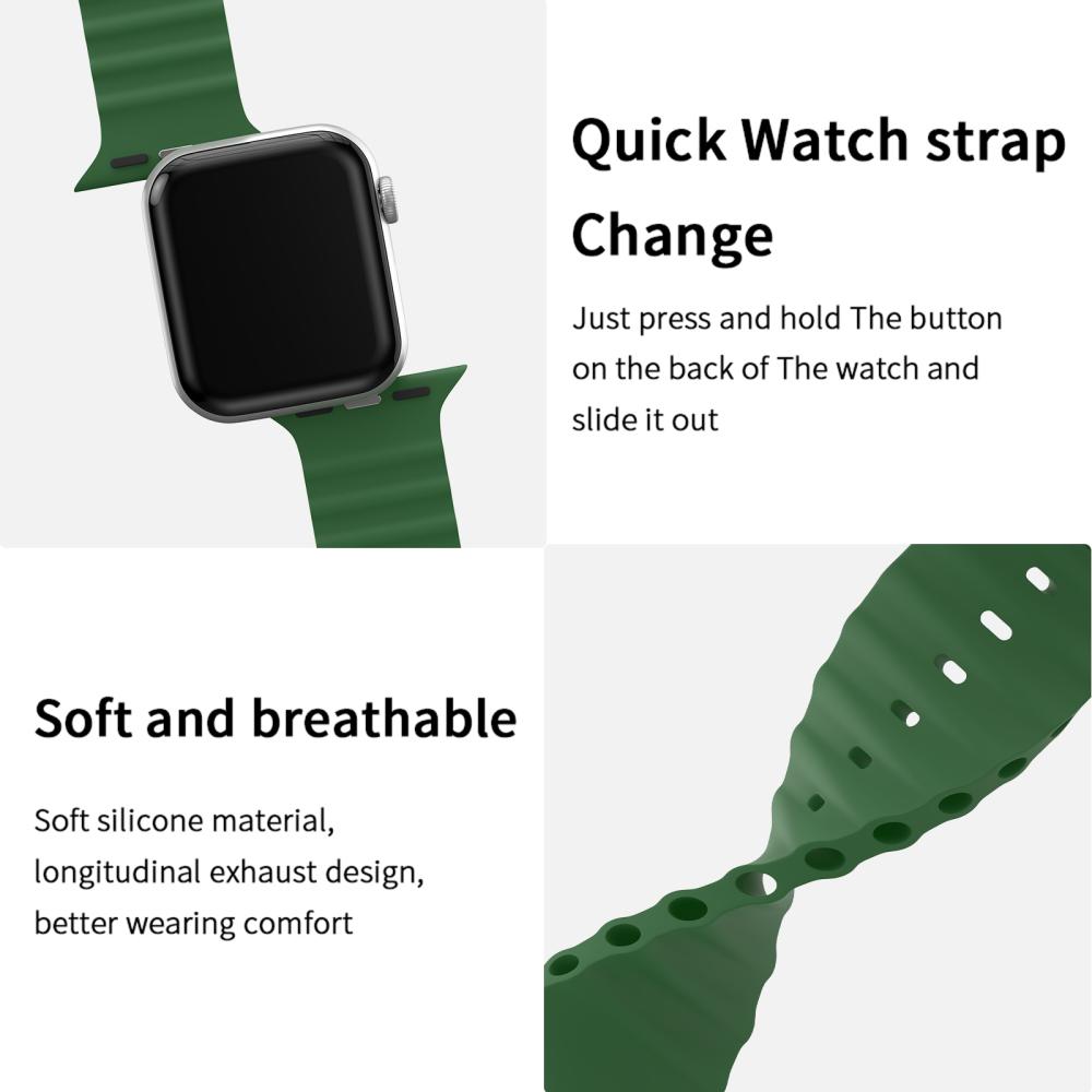 ColorPop Apple Watch 42/44/45/46/49 mm Armband Ocean Wave Army Green