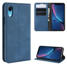  iPhone XR - Silkeslent L&auml;der Fodral - Bl&aring;