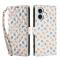  iPhone 16 Fodral Rhombus Läder Blommor Vit